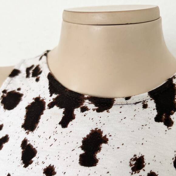 [Urban Outfitters] Motel Ardilla Cow Print Ruched High Neck Tank Mini Dress XS - Picture 10 of 12